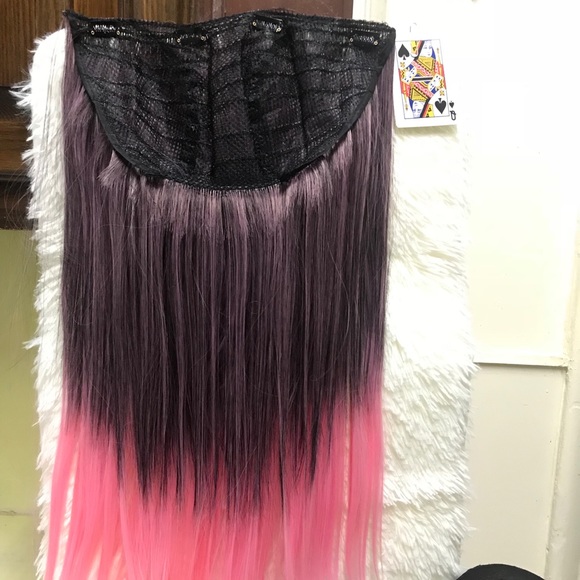 26” human hair blend pink ombré U part extension - Picture 5 of 8